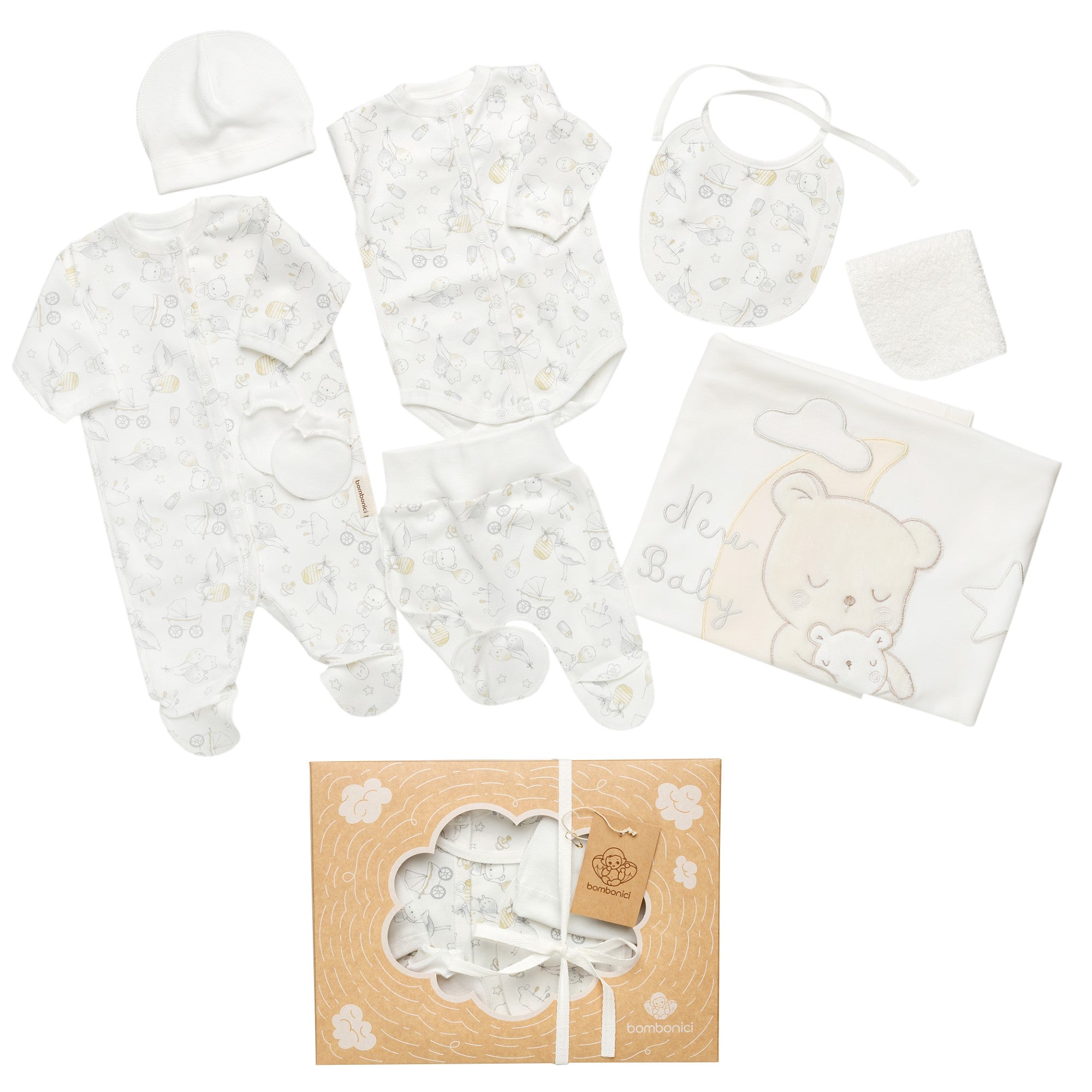 Set neonato 8 pezzi NN0082 Avorio