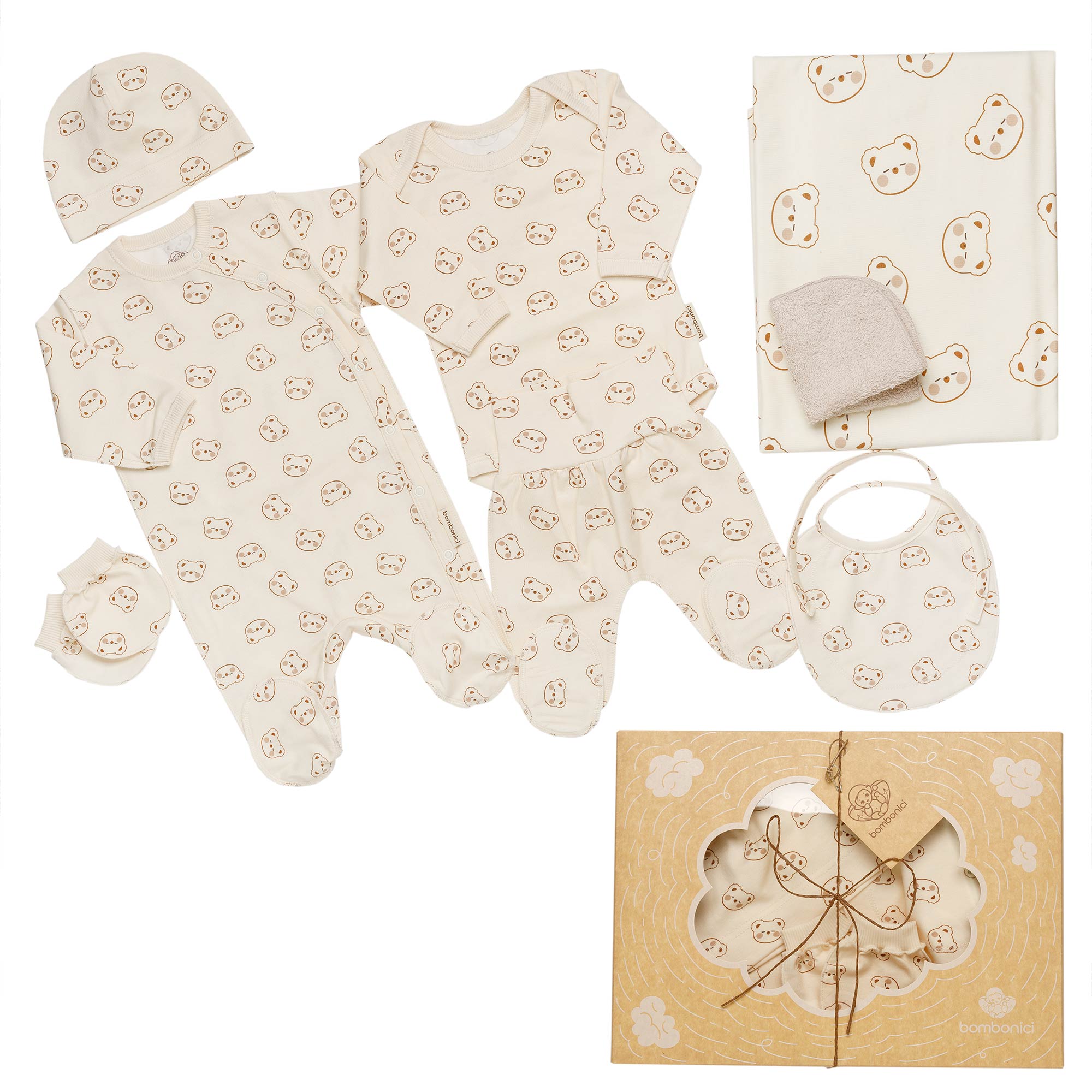 Set neonato 8 pezzi NN0089 Beige